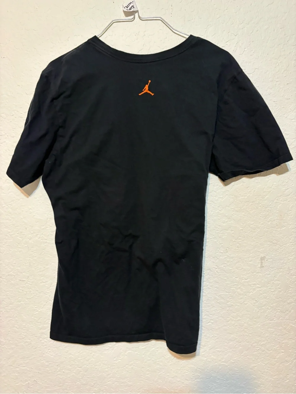 Jordan Hare Jordan Black Tee with Red-to-Orange Basketball Graphic